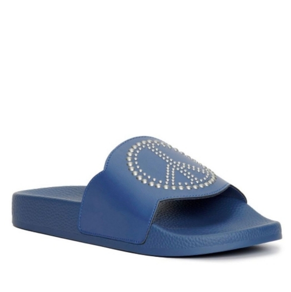 Lucky Brand Shoes - Lucky Brand Phillon Studded Pool Slide Sandals Blue -7